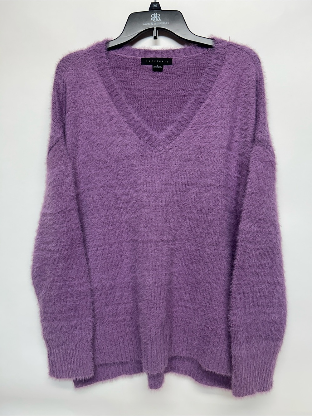 Sanctuary Lavender Fuzzy V-Neck Sweater medium